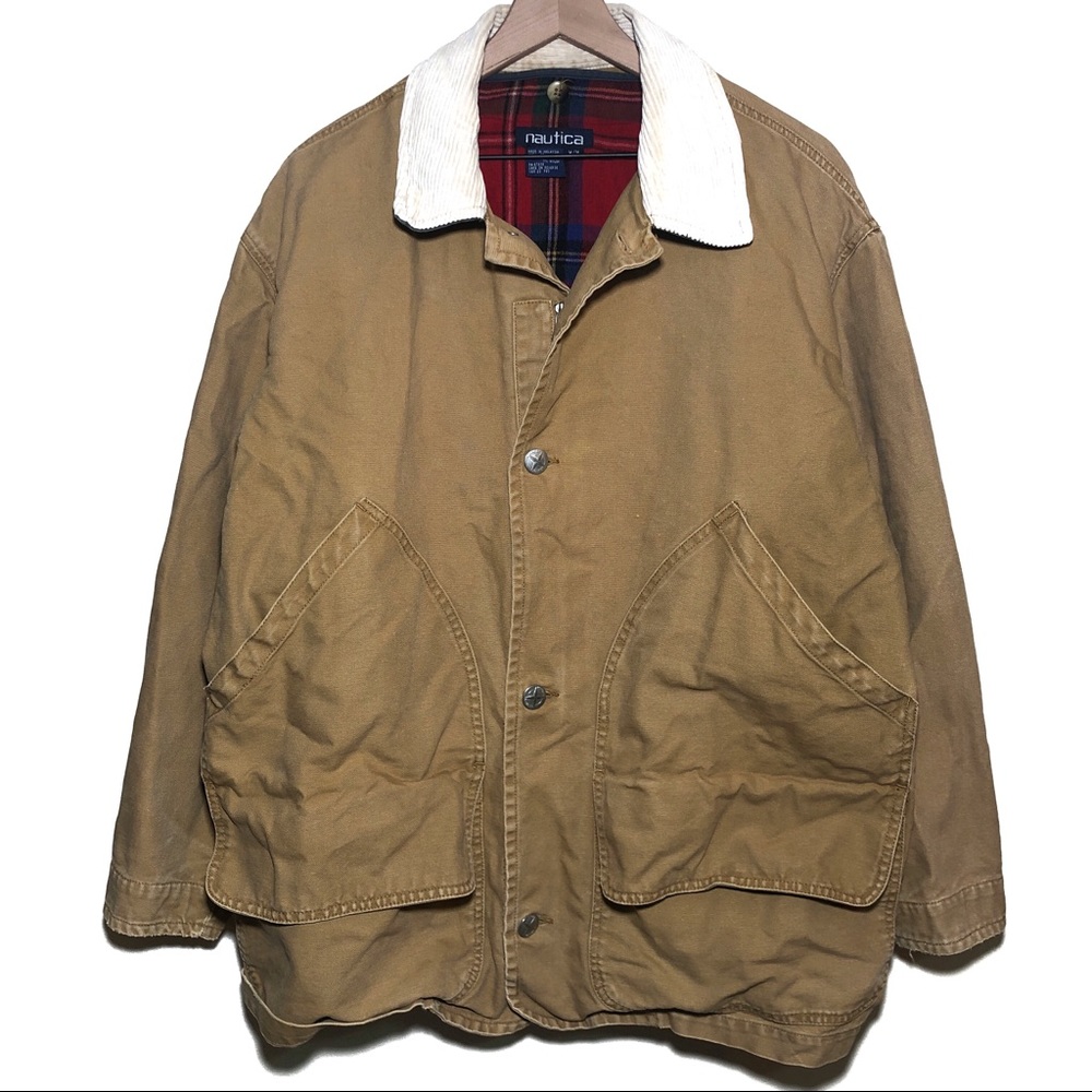 Vintage Nautica Khaki Denim Jacket Flannel Lined